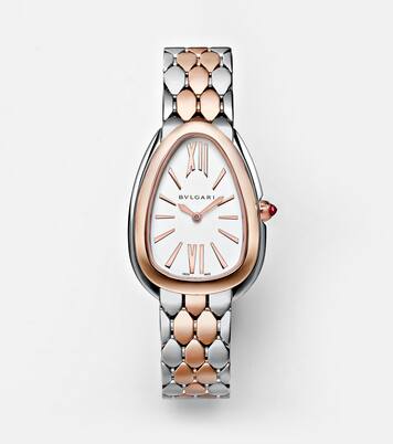 Serpenti Seduttori 33mm 18kt gold and stainless steel watch with rubellite | Bvlgari