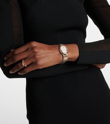 Serpenti Seduttori 33mm 18kt gold and stainless steel watch with rubellite | Bvlgari