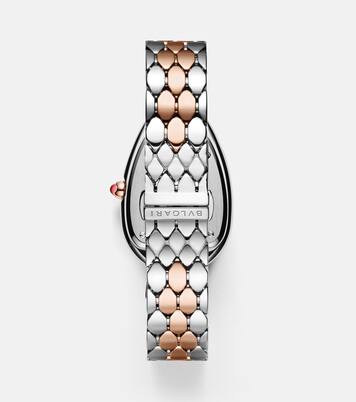 Serpenti Seduttori 33mm 18kt gold and stainless steel watch with rubellite | Bvlgari