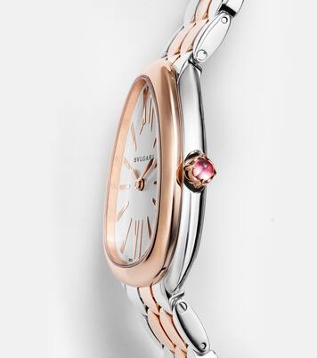 Serpenti Seduttori 33mm 18kt gold and stainless steel watch with rubellite | Bvlgari