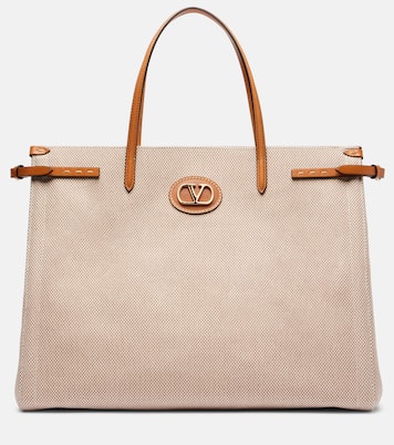 Antibes leather-trimmed canvas tote bag | Valentino Garavani