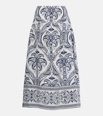 Tropical Cameo printed linen midi skirt | Farm Rio