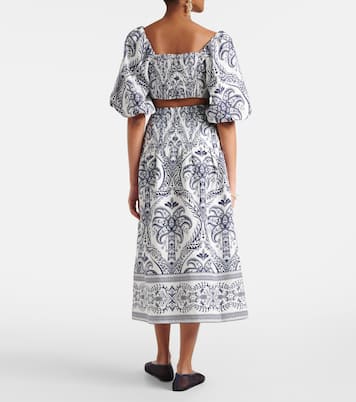 Tropical Cameo printed linen midi skirt | Farm Rio