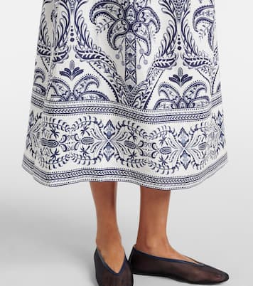 Tropical Cameo printed linen midi skirt | Farm Rio