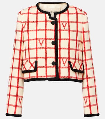 VLogo checked wool and cotton jacket | Valentino