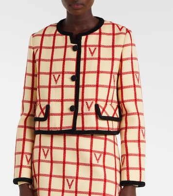VLogo checked wool and cotton jacket | Valentino