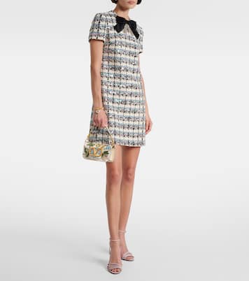 Embellished checked tweed minidress | Valentino