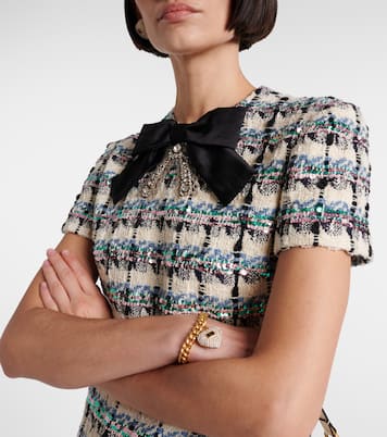 Embellished checked tweed minidress | Valentino