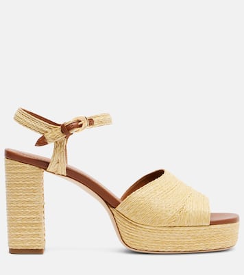 Jodie raffia and leather platform sandals | Staud