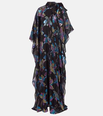Stevie tie-neck silk-blend lamé kaftan | Taller Marmo