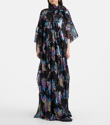 Stevie tie-neck silk-blend lamé kaftan | Taller Marmo