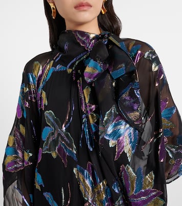 Stevie tie-neck silk-blend lamé kaftan | Taller Marmo