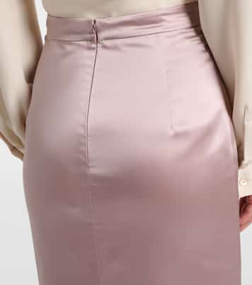 羽毛边饰高腰中长半身裙 | Valentino