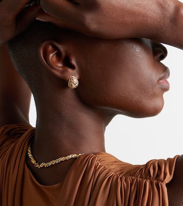 Ohrringe Poire Lynx aus 9kt Gelbgold (375/1000) mit Emaille, Diamanten und Citrin | Yvonne Léon