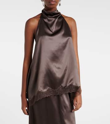 Top aus Seidensatin mit Spitze | Magda Butrym