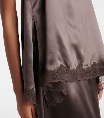 Top aus Seidensatin mit Spitze | Magda Butrym