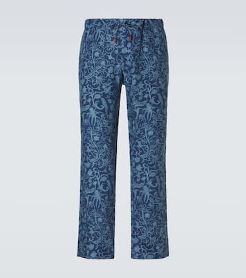 Pantaloni regular in lino con stampa | Kiton
