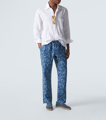 Pantaloni regular in lino con stampa | Kiton