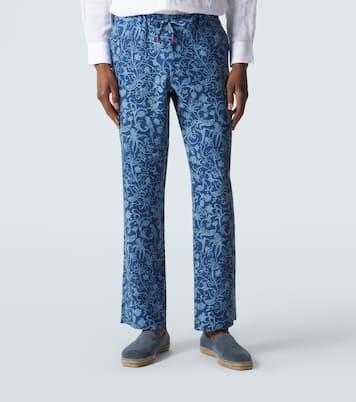 Pantaloni regular in lino con stampa | Kiton
