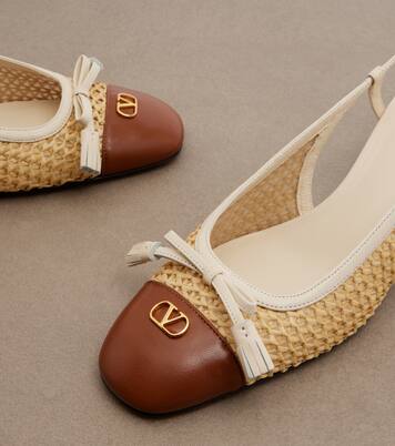 Valet Du Roi leather-trimmed slingback pumps | Valentino Garavani