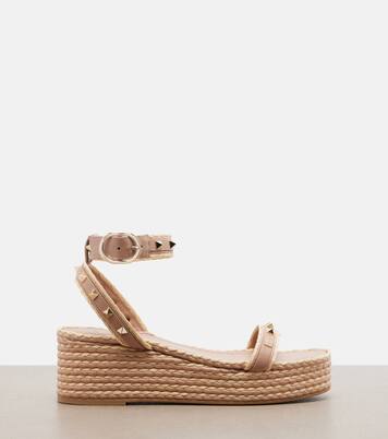 Rockstud leather platform sandals | Valentino Garavani