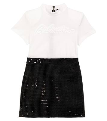 Robe t-shirt en coton à ornements | Balmain Kids