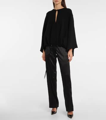 High-rise silk-blend satin pants | Tom Ford