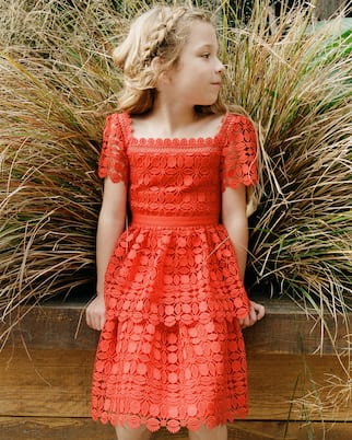 Lace tiered dress | Self-Portrait Kids
