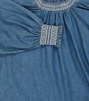 Yuji smocked denim blouse | C'era Una Volta