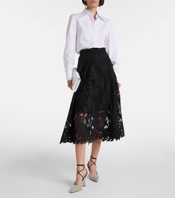 Floral guipure lace midi skirt | Oscar de la Renta