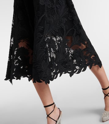 Floral guipure lace midi skirt | Oscar de la Renta