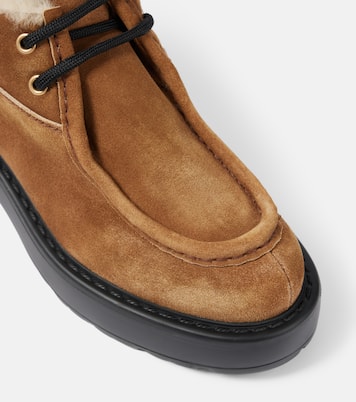 Chunky shearling-trimmed leather flats | Miu Miu