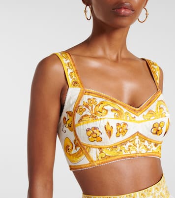 Cropped-Top Majolica aus Popeline | Dolce&Gabbana