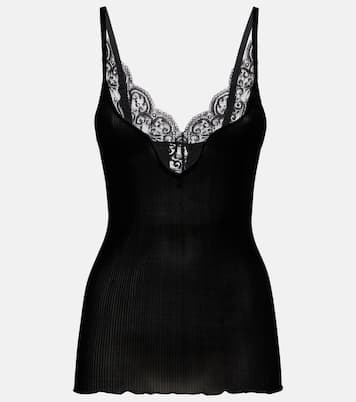 Lace-trimmed silk tank top | Saint Laurent