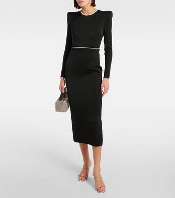 Robe midi en satin à cristaux | Alex Perry