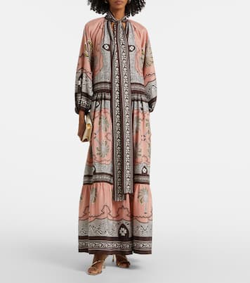 Bedrucktes Maxikleid Athena aus Seide | La DoubleJ