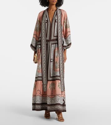 Bedrucktes Maxikleid Athena aus Seide | La DoubleJ