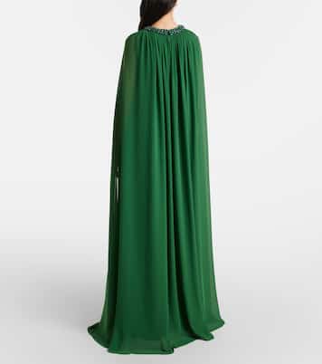 Caped chiffon gown | Self-Portrait
