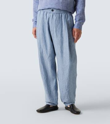 Pantaloni a gamba larga in lino | Giorgio Armani