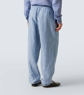 Pantaloni a gamba larga in lino | Giorgio Armani
