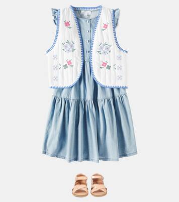 Bella ruffled tiered denim dress | C'era Una Volta