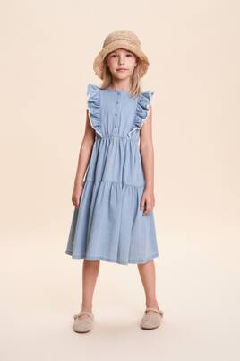 Bella ruffled tiered denim dress | C'era Una Volta