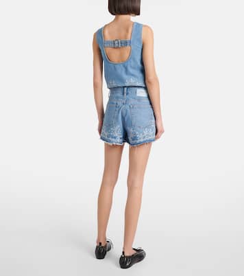 Short con bordado inglés en denim | Ganni