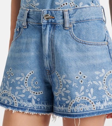 Short con bordado inglés en denim | Ganni