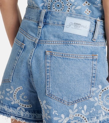 Short con bordado inglés en denim | Ganni