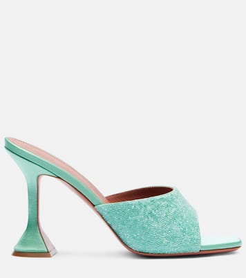 Pantoletten Lupita 95 aus Satin mit Kristallen | Amina Muaddi