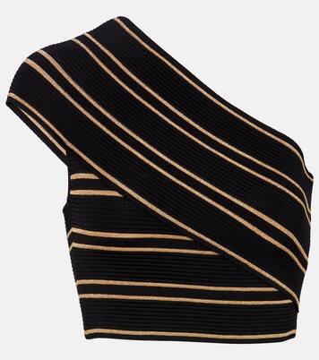Striped one-shoulder crop top | Balmain