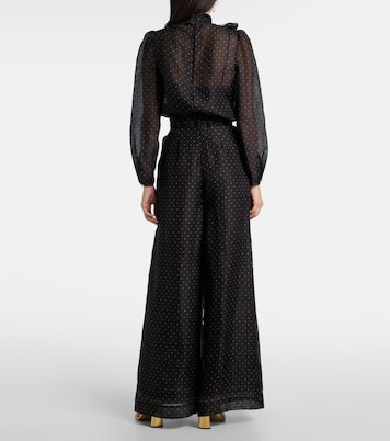Pantalones anchos de lino y seda a lunares | Zimmermann