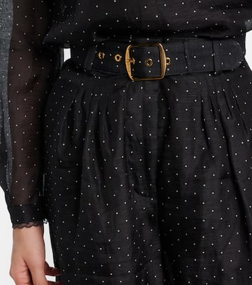 Pantalones anchos de lino y seda a lunares | Zimmermann