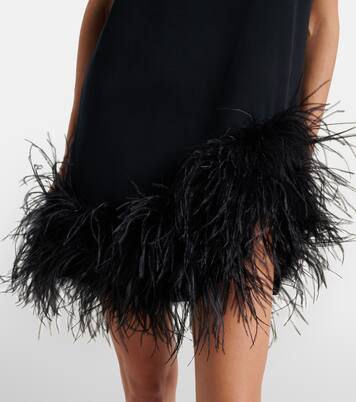 Ribbed-knit feather-trimmed cotton minidress | The Attico